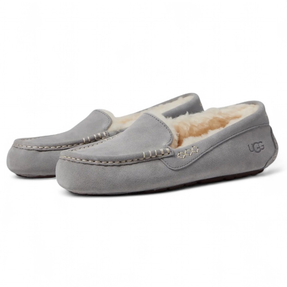 UGG | Women’s Gray Suede Sheepskin Lined Loafers | 8